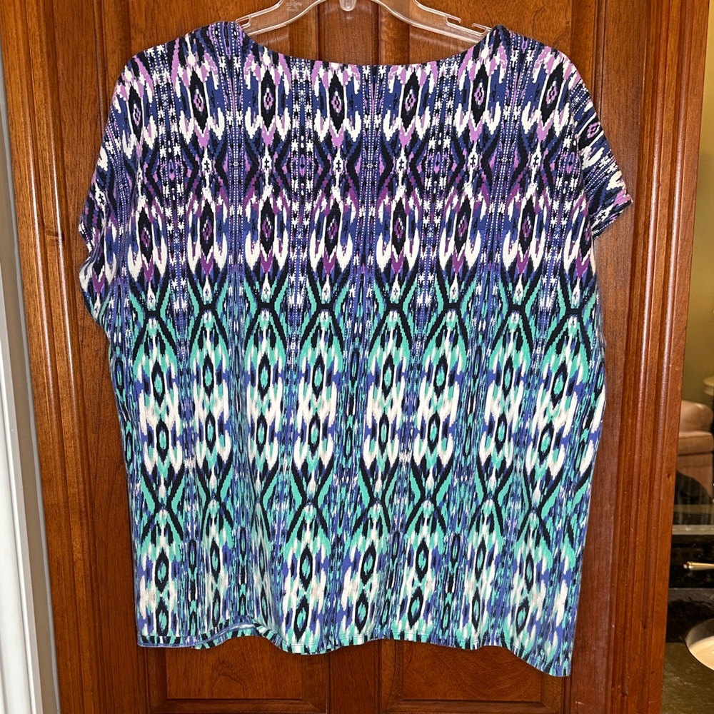 Ruby Rd. Blue and Purple Patterned Blouse - Picture 6 of 6